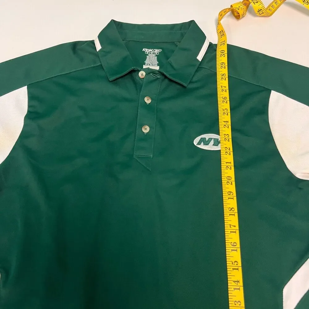 Reebok NFL New York Jets Sideline Polo Mens M Green Play Dry Coaches Golf Shirt